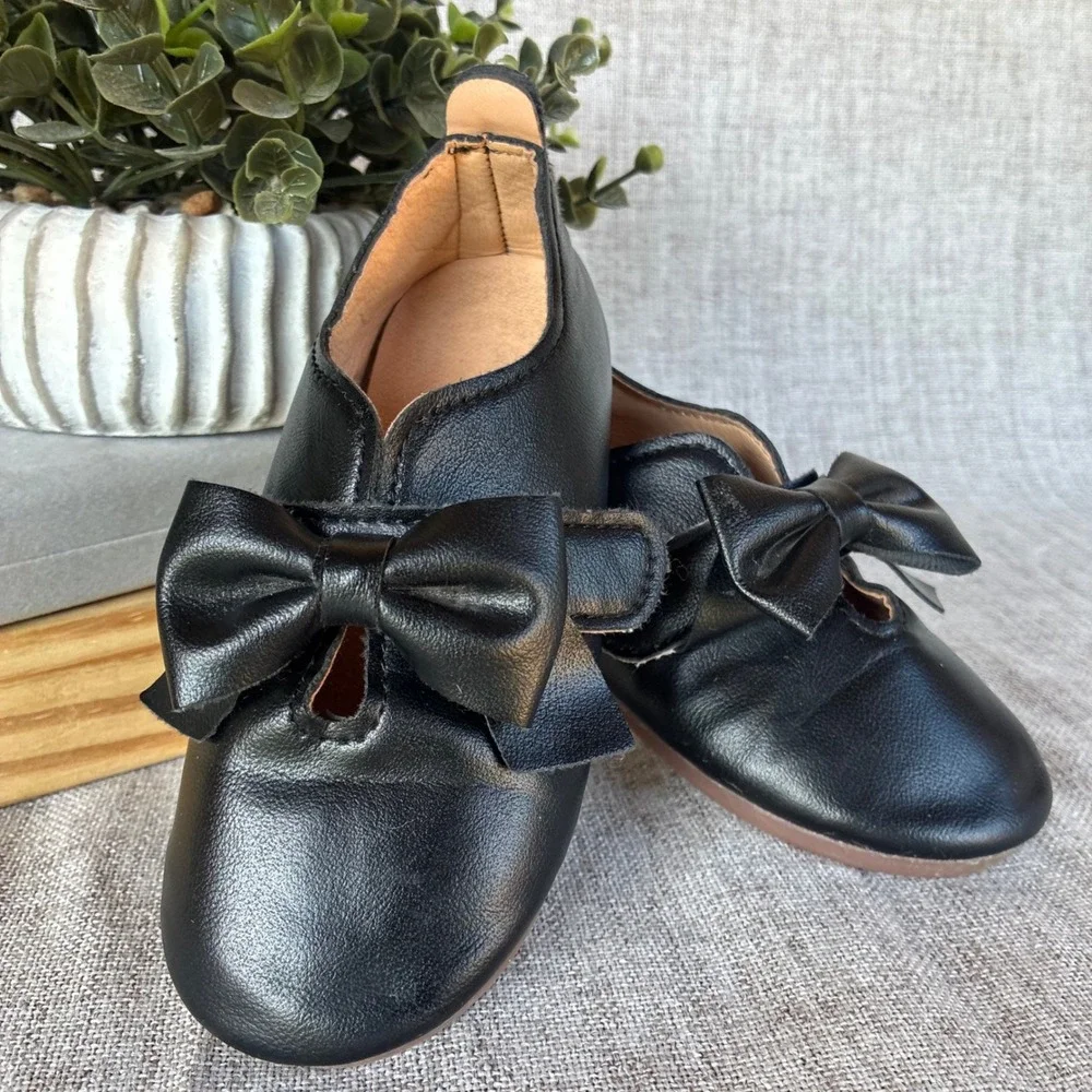 Mary Jane Flats Black 26 Toddler Bow Strap Dress Shoes